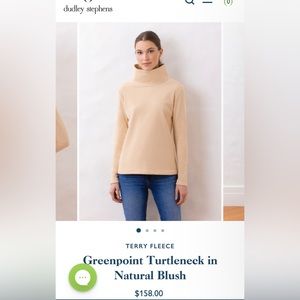 Dudley Stevens,Terry Fleece, Greenpoint Turtle neck, Natural Blush Color, EUC